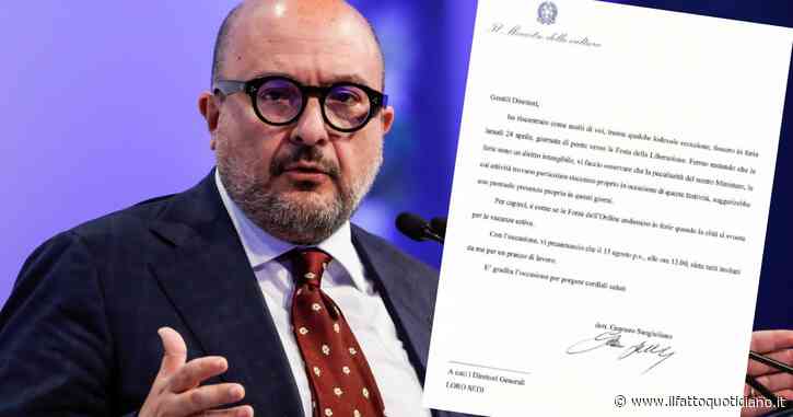 Sangiuliano striglia i suoi direttori: “Troppi in ferie il 25 aprile”. La lettera del ministro e i musei che non sono “servizi essenziali”