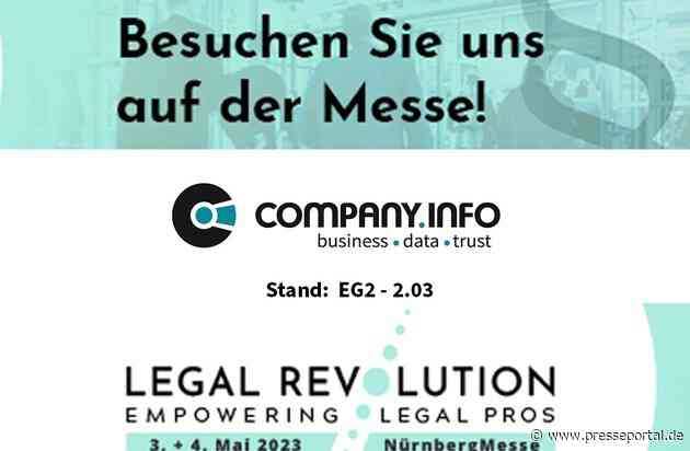 Company.info BI GmbH präsentiert sich als KYC-Lösungsanbieter für Recht und Compliance Themen auf der LEGAL REVOLUTION 2023 in Nürnberg am Stand EG2-2.04.1