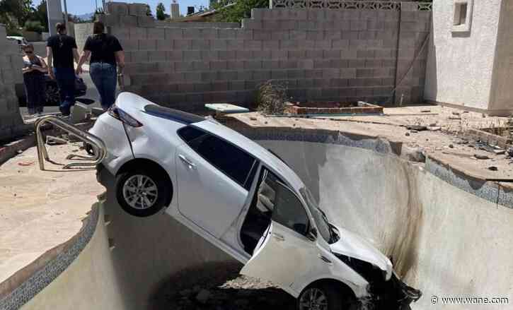 Car plows into backyard pool during hit-and-run crash in Las Vegas