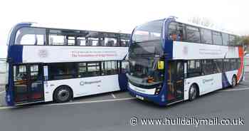 Special Coronation buses and drivers sporting red, white and blue in Hull to honour King Charles III