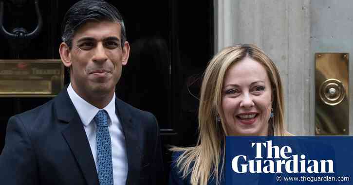 Meloni praises Sunak’s immigration policies on visit to No 10