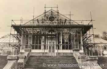 Scaffolding surrounded Corporation Park conservatory