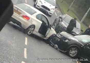 Road closure after two-car crash outside nursery in Rishton
