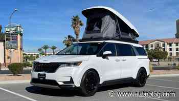 Kia Carnival rooftop pop-up tent turns minivan into sleek camper