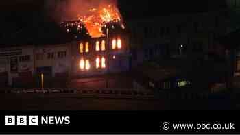 Hull: Aerial footage shows blaze ripping through former church