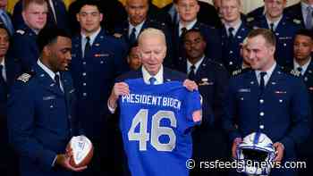 Biden awards football trophy to Air Force Academy