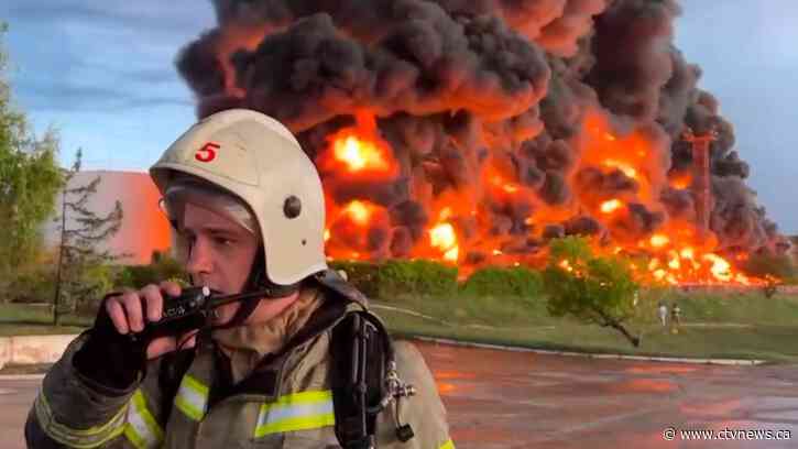 Russian official: Drone causes fire at Crimea oil reservoir