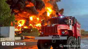 Ukraine war: Crimea oil tank set ablaze by reported drone