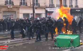 Manifestations du 1er mai: les impressionnantes images des policiers en feu après un jet de cocktail molotov