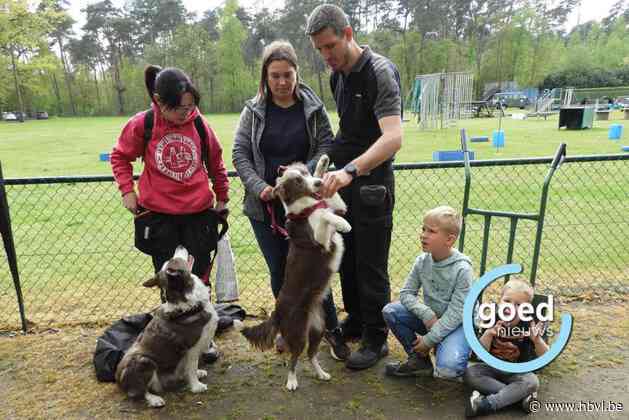 Hondjes en baasjes wandelen door Eksel met hondenschool De Woef