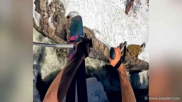 Watch: Skier Panics Mid-Air When He Realizes He's Short On Waterfall Jump Attempt