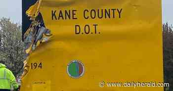 Crash cushion on KDOT dump truck does its job in Carpentersville Monday