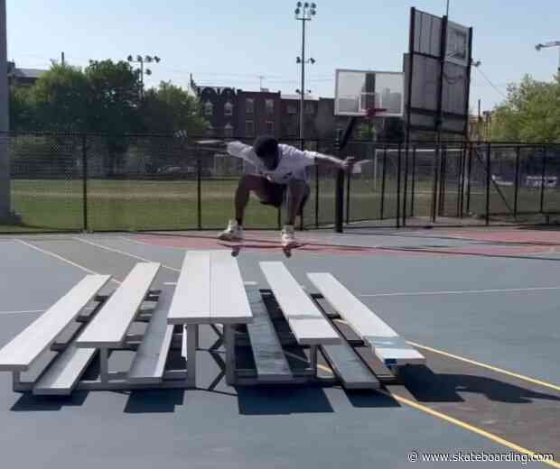 Ollieing Two Sets of Bleachers From Flat?!