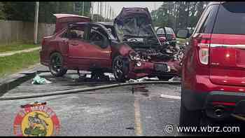 Car burst into flames after wreck on Gardere Lane