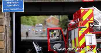 Firefighters tackle van blaze at Newcastle City Heliport as smoke seen above city centre