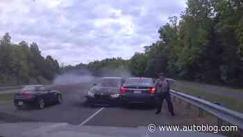 Watch as teen driver doing over 120 mph nearly takes out a cop