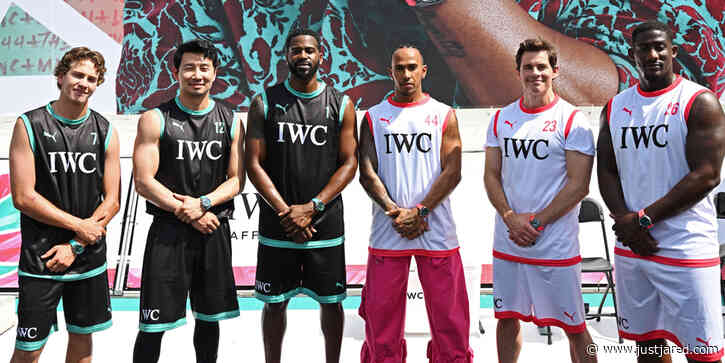 F1 Driver Lewis Hamilton Takes Part in Free Throw Basketball Challenge Ahead Of Miami Grand Prix