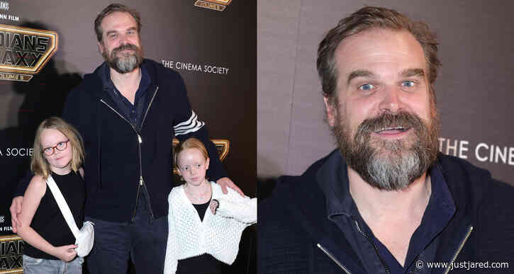 David Harbour Brings Step-Daughters Ethel & Marnie to 'Guardians of the Galaxy Vol. 3' Screening in NYC!