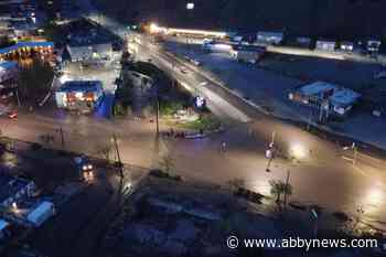 Aerial view of destructive flooding in Cache Creek