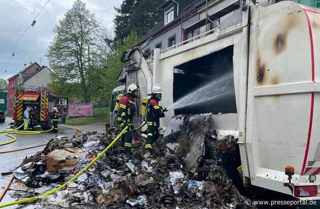 FW Neunkirchen: Brand eines Müllwagens in der Innenstadt von Ottweiler