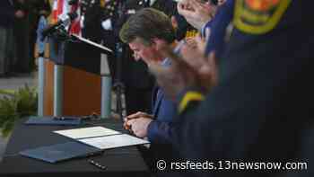 Youngkin makes stop in Suffolk to sign bills helping firefighters, first responders