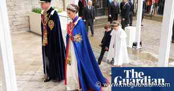 William, Kate, Louis and Charlotte escort King Charles into Westminster Abbey – video