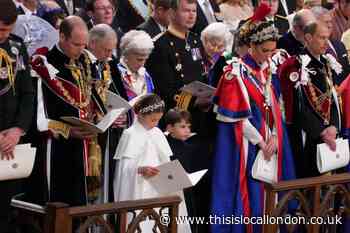 Prince Louis waves to crowds following King's coronation service