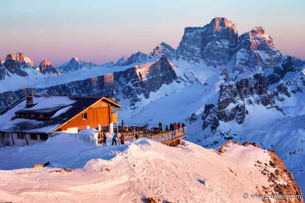 Pro Skiers Climb Intimidating Rock Wall To Reach Picturesque Chute