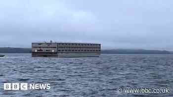 Barge for 500 migrants towed to Falmouth for refit