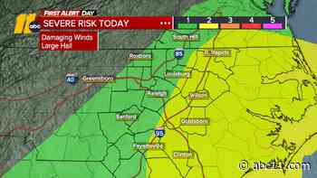 Level 2 severe storm risk along I-95, level 1 for Triangle