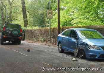 Meins Road in Blackburn closed after crash between two cars