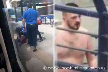 Brave train conductor attempts to subdue aggressive man