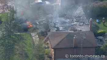 No injuries after car crashes into garage of Caledon home, causing massive fire