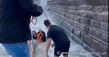 'I thought she'd gone': Dramatic moment four heroes save drowning girl