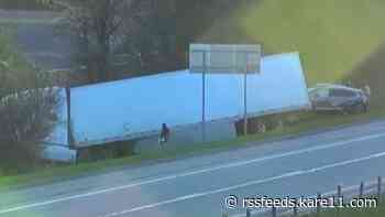 WATCH: Semi destroys vehicle parked on the shoulder of I-94