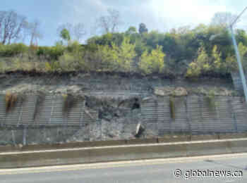 Part of Claremont Access rock face, retaining wall collapses