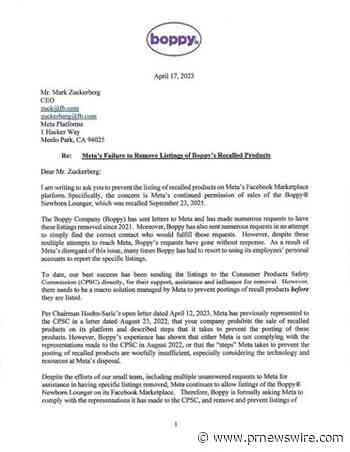 Boppy Demands Action from Facebook, Stop the Resale of Recalled Products like Newborn Lounger