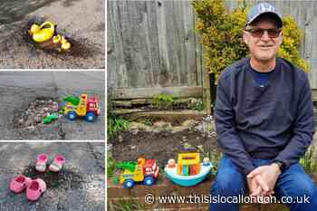 Bromley’s ‘pothole problem’ highlighted with Crocs and funny toys