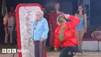 Woman, 99, realises dream of facing circus knife thrower