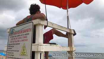 Lifeguards staffing stands at the Virginia Beach oceanfront as of Saturday