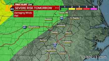 Level 1 severe weather risk tomorrow for western part of Triangle