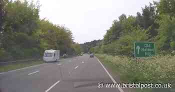 Caravan filmed rolling down West Country road as 'recovery' goes horribly wrong
