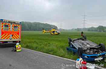 FW-WRN: TH_PERSON_KLEMMT - LG4 - LZ1 - LKW gegen PKW // PKW überschlagen