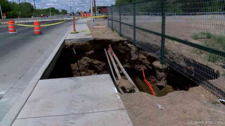 Sinkhole takes out sidewalk off of Los Lunas bridge; officials assess where to go from here