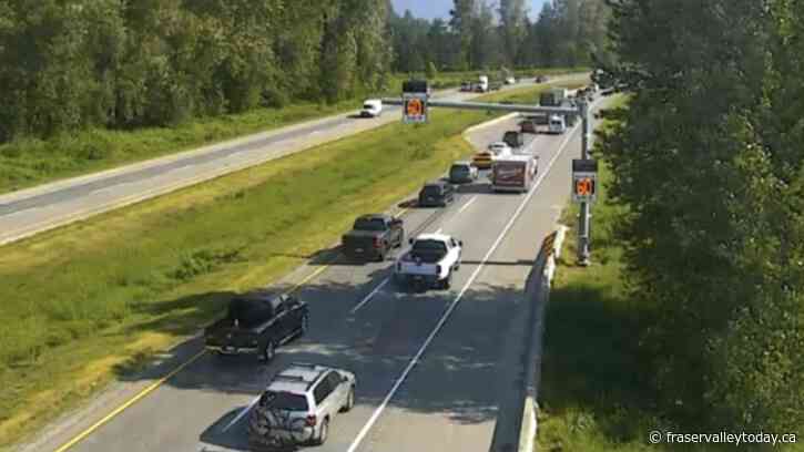 Traffic incident slows eastbound Hwy. 1 traffic in Chilliwack Tuesday