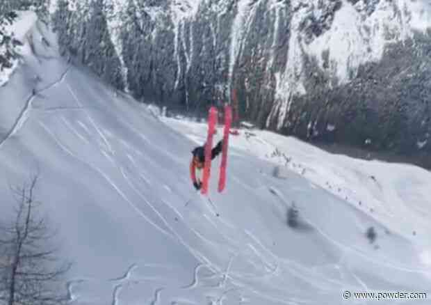 Skier's Friends Explode With Laughter As He Overshoots Backflip Attempt