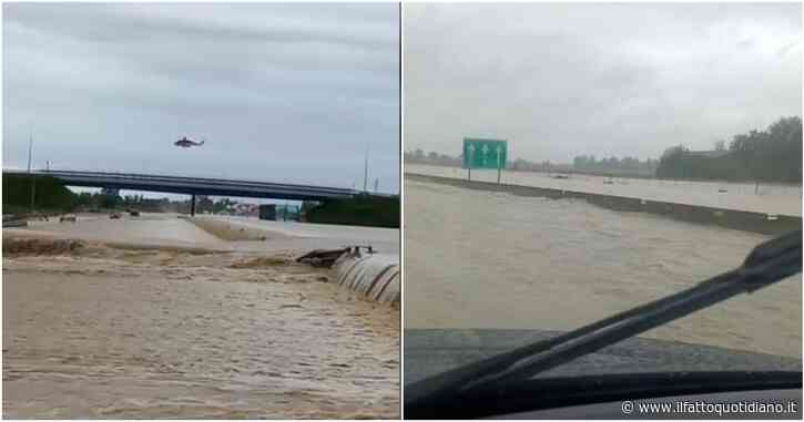 Crisi climatica, l’acqua invade anche l’autostrada A14: fiumi di fango al posto delle corsie – Video