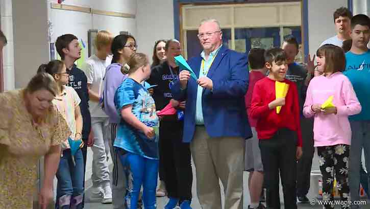 Carroll Middle School students compete for prizes in paper airplane contest