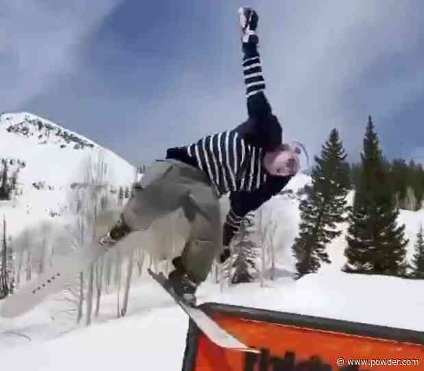 Skier Shreds Spring Park On Unconventional Skis