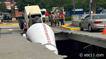 Part of Moore Regional Hospital parking deck collapses in incident with cement truck